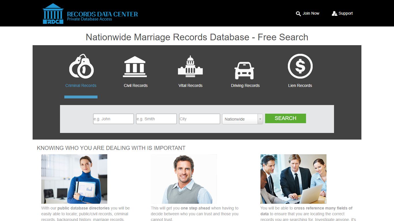 Nationwide Marriage Records Database - Free Search